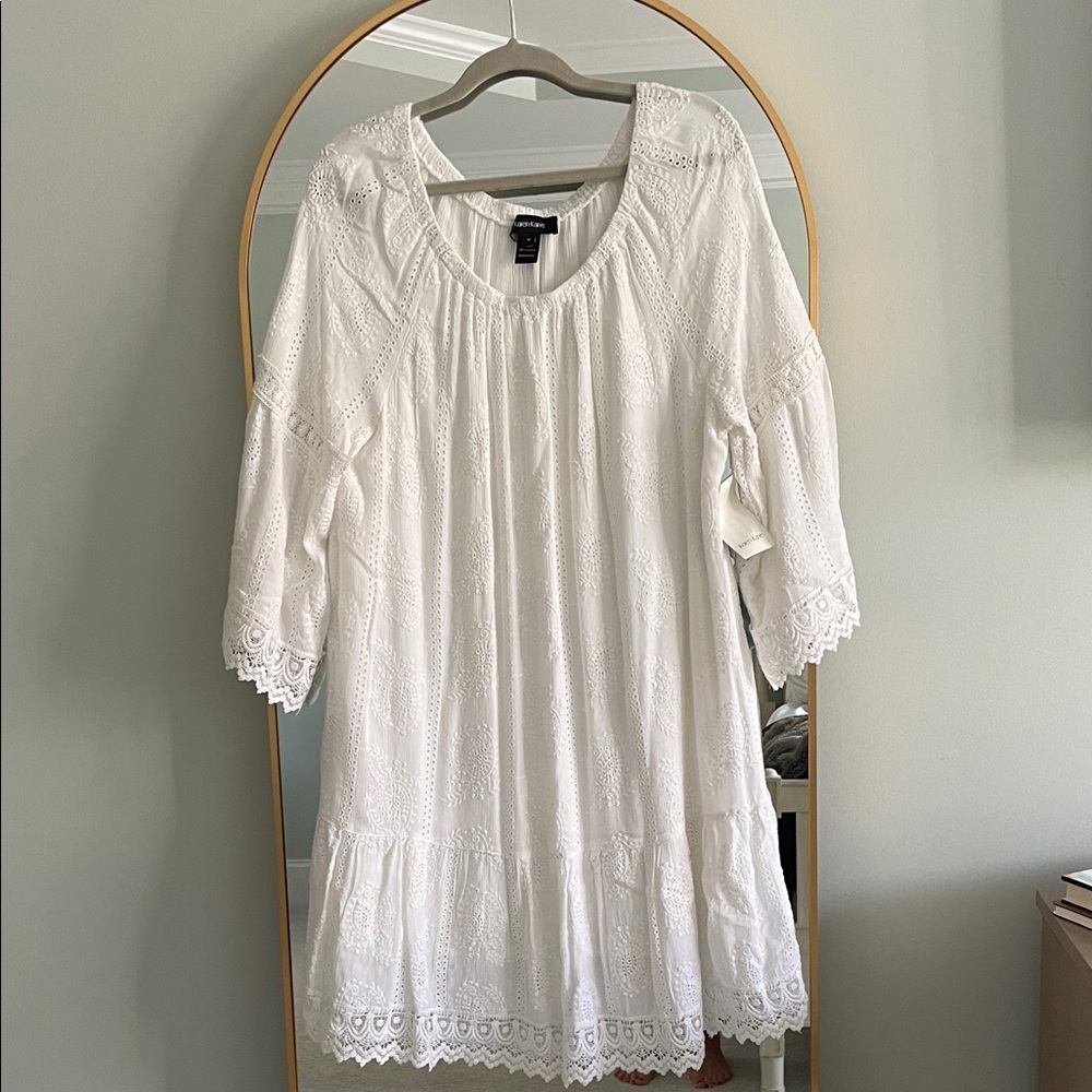 Elegant White Lace Trim Dress